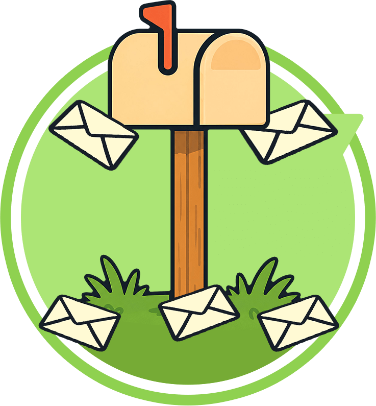 Mailbox with letters flying out