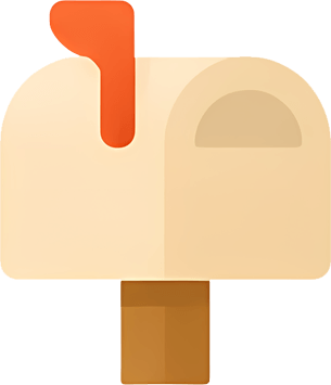 Cartoon mailbox with its flag up
