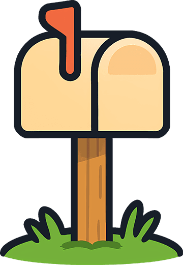 Cartoon mailbox with its flag up