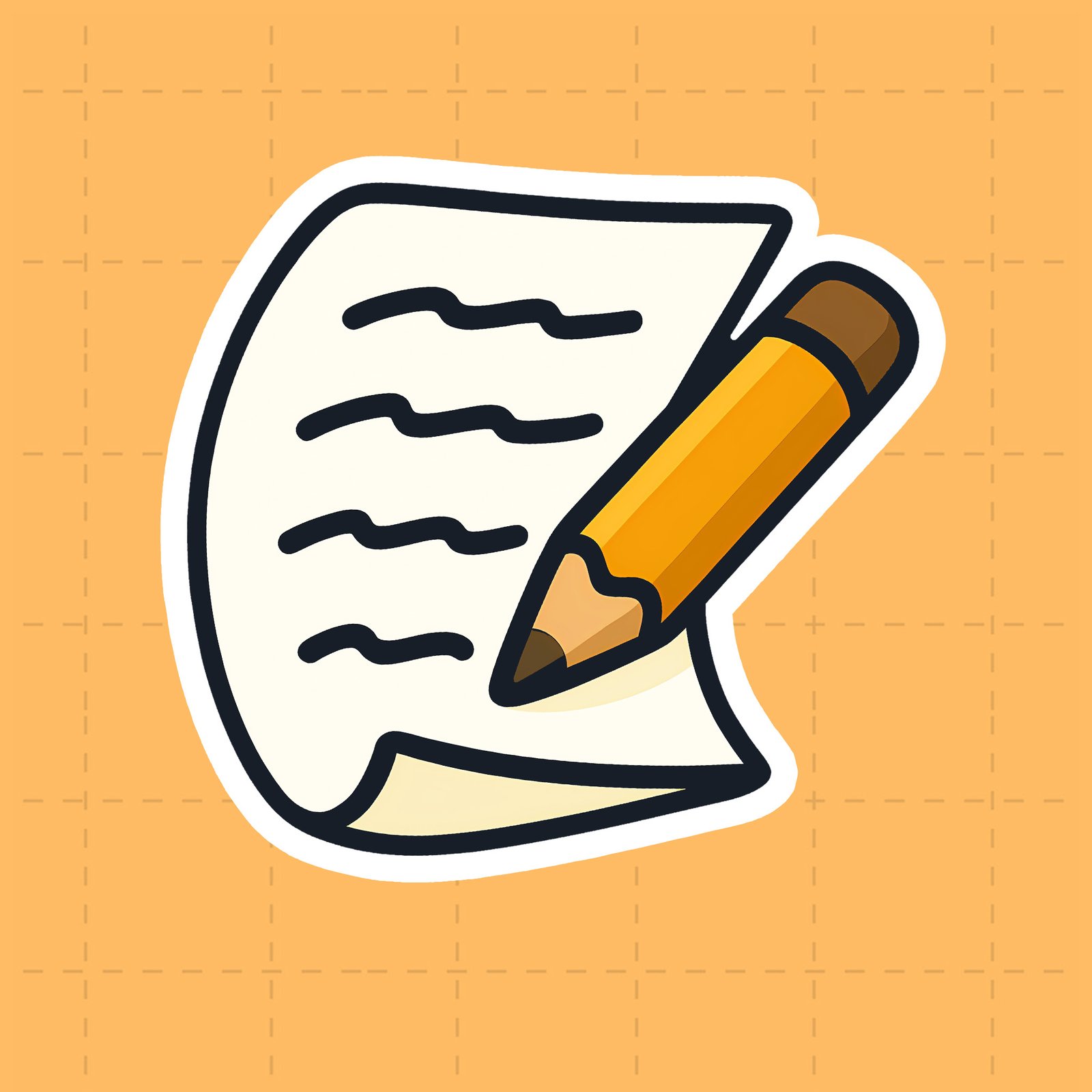 Cartoon paper and pencil